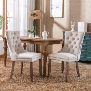 Silla,terciopelo y madera maciza,dos piezas,beige.