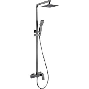 Columna de ducha extensible, termostatico rociador cuadrado gun metal