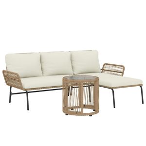 Muebles de jardín 122x79x75 cm metal, ratán color beige Outsunny