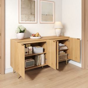 Aparador para salón comedor 4 puertas natural 72x140x40cm