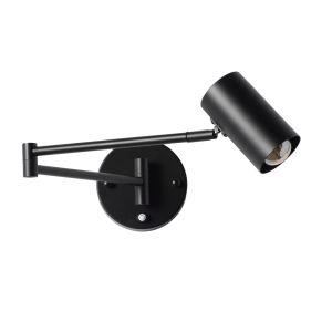 Aplique pared extensible articulado orientable interruptor metal negro E27