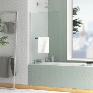 Mampara de bañera abatible - toallero 70x120cm - perfil cromado -elementary