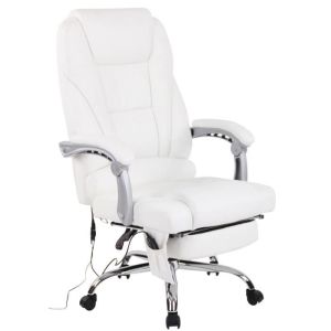 Sillón de oficina masajeador - cuero blanco