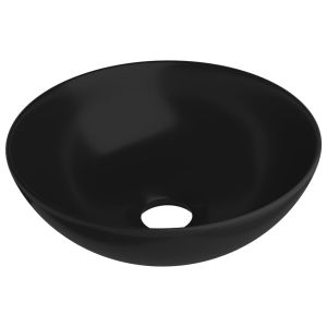 vidaXL lavabo de cuarto de baño redondo cerámica negro mate