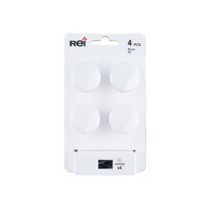 Blister con 4 pomos redondos para mueble fabricado en zamak acabado blanco