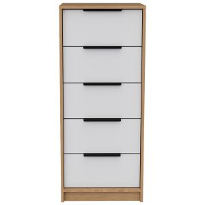 Cómoda de 5 cajones kaia, con tiradores metálicos