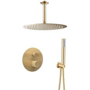 Valaz ducha empotrada monomando techo redonda maneta luxury oro mate - 25cm