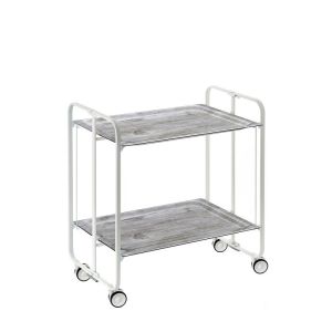 Carrito auxiliar con ruedas bauhaus armazón metálico blanco, 2 bandejas