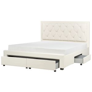 Cama con cajones lievin terciopelo beige claro 180 x 200 cm