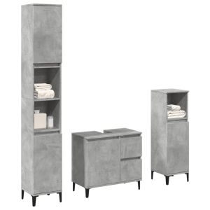 Set muebles de baño 2 piezas madera contrachapada gris hormigón esb9207