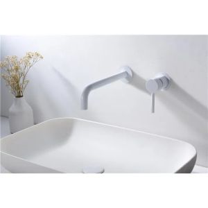 Mice - griferia empotrada monomando de lavabo de laton blanco mate