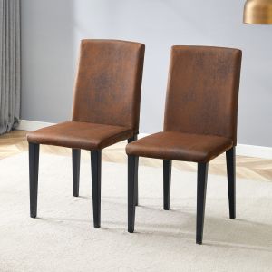 Silla de comedor tela marrón y negro para comedor y salón set de 2