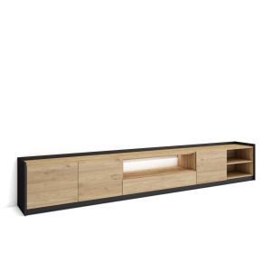 Mueble tv, 310x37x50cm, roble y negro, LED rf4859