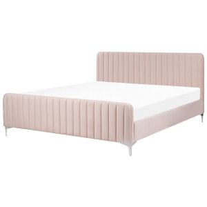 Cama terciopelo lunan 180 x 200 cm rosa pastel