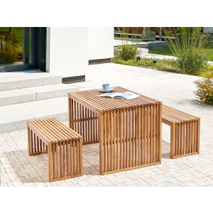 Conjunto de 2 bancos de jardín sulzano 150 cm madera de acacia marrón