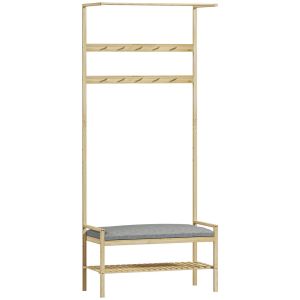 Perchero zapatero 73.5x34x171 cm bambú color marrón Homcom
