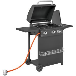 Barbacoa de ga 123x58x98 cm acero Outsunny, terraza y jardín - barbacoas