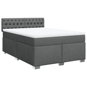vidaXL cama box spring con colchón tela gris oscuro 140x190 cm