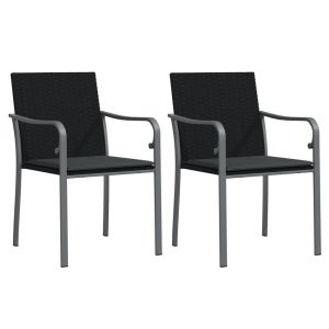 vidaXL sillas jardín y cojines 2 uds ratán sintético negro 56x59x84 cm
