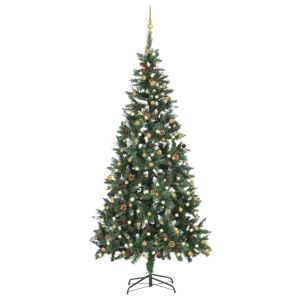 vidaXL árbol de navidad preiluminado con luces y bolas 210 cm