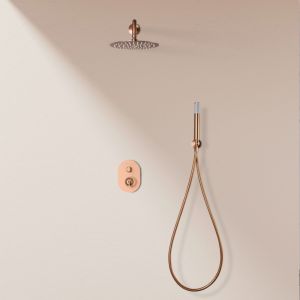 Imex - columna ducha empotrada con grifo oro rosa serie olimpo