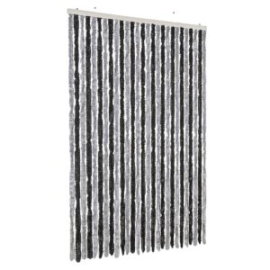 vidaXL cortina antimoscas chenilla gris y negro 118x220 cm