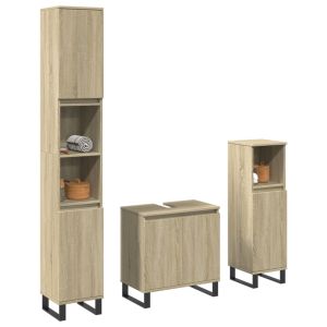 Set de muebles de baño 3 pzas madera contrachapada roble sonoma