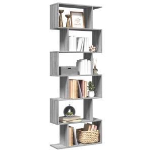 Librería divisora 6 niveles madera gris sonoma 70x24x193 cm