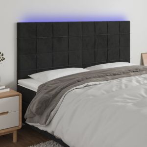 Cabecero con luces LED terciopelo negro 200x5x118/128 cm eso8046