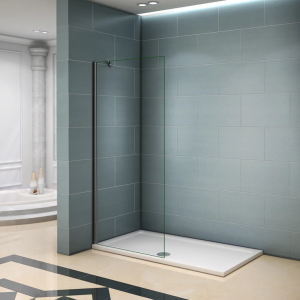 Mampara de ducha fija vidrio antical de 8mm con barra 45cm,(48-50)x200cm