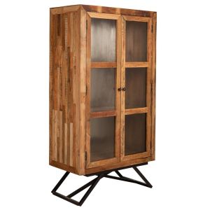 Vitrina de madera y metal acabado artesanal 90x47x175