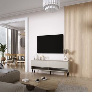 Mueble tv contemporáneo - cachemira - patas negras - 140 x 32 x 52 cm