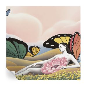 Papel pintado autoadhesivo pradera de mariposas 250x250 tulup