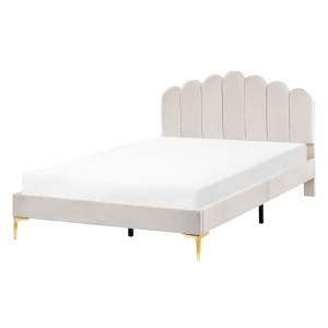 Cama terciopelo sauvian 140 x 200 cm blanco crema