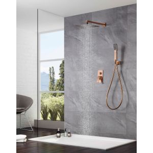 Conjunto ducha monomando empotrado pisa oro rosa cepillado