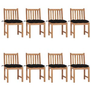 vidaXL sillas de jardín 8 unidades madera maciza de teca con cojines