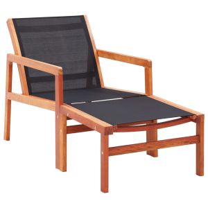 vidaXL silla de jardín con reposapiés madera de eucalipto y textilene