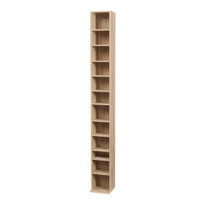 Estantería para cds tynset 12 compartimientos 175x20x20cm - roble [en.casa]