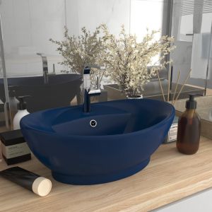 Lavabo lujoso con rebosadero cerámica azul oscuro 58,5x39cm es1688