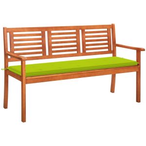 Banco de jardín 3 plazas madera maciza eucalipto y cojín 150 cm joy266929
