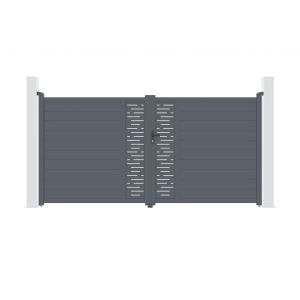 Puerta batiente arlberg 3,5m a.180cm + 2 postes de aluminio a.190cm gris