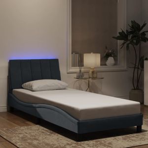 Cama 80x200 cm,cama con luces LED terciopelo gris oscuro rhu9722