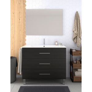 Mueble de baño ribera, lavabo y espejo 70x45cm roble sinatra