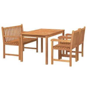 vidaXL juego de comedor de jardín 4 piezas madera maciza de teca