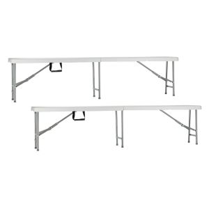Pack 2 bancos plegables catering blanco 180x30x43cm 7house
