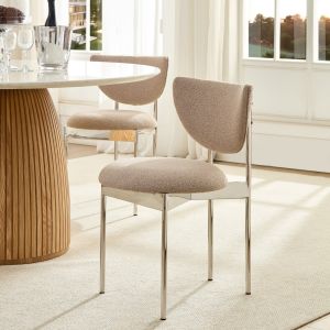 Conjunto de sillas de comedor de tela caqui claro sin brazos set de 2