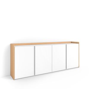 Aparador para salón, 207x35x80cm, blanco y roble soft rf4535