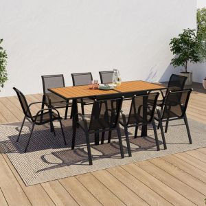 Conjunto jardín poly extensible negro 8 plazas - 90-180 cm