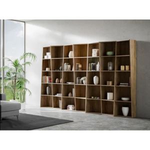 Biblioteca de madera de nogal desestructurada brika 317 cm