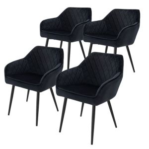 Set 4x sillas de comedor estilo moderno negras ml-design